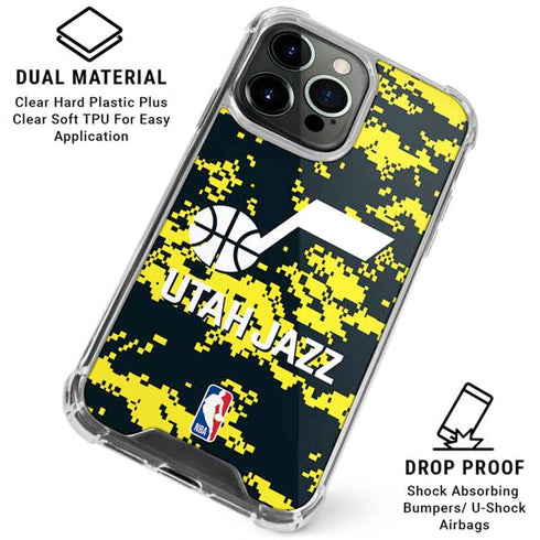 NBA Utah Jazz Grey Digi Camo iPhone 16 Pro Clear Case